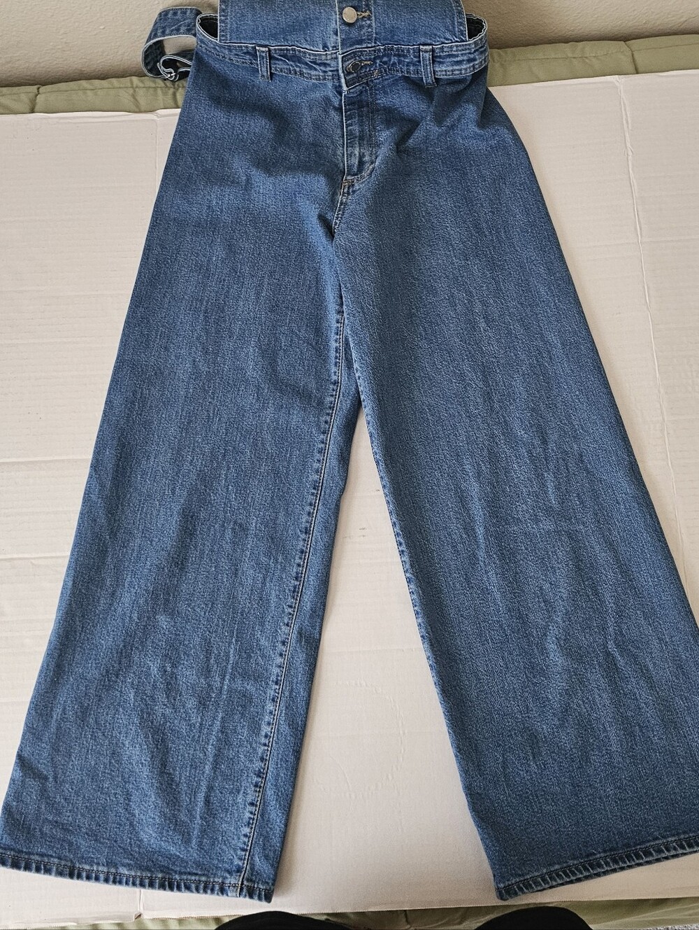 Universal Thread Denim Sailor Overalls Size 4 Medium Wash Wide Leg 29" Inseam - Picture 8 of 14